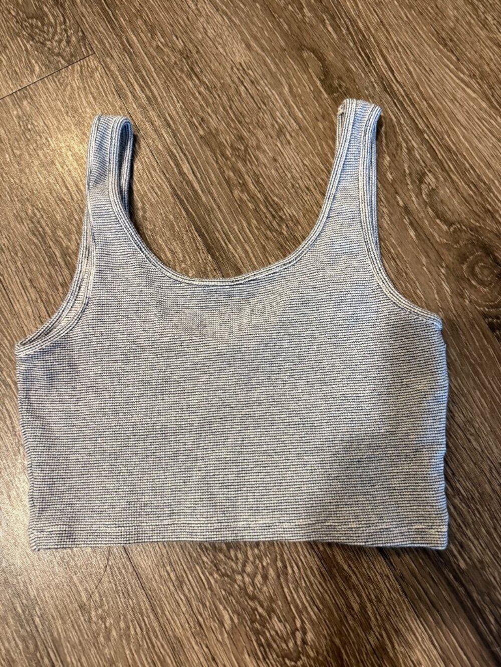Blue/white striped, crop tank/bra, fits like a small